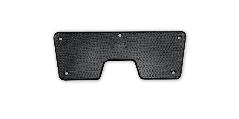 45339_337_338 (1) Black rectangular textured plastic component with multiple screw holes, designed for industrial or mechanical use.