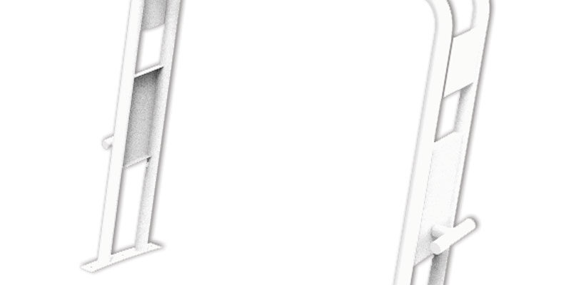 White metal frame structure for industrial or construction purposes, isolated on a plain background.