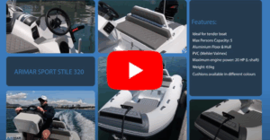 Immagine promozionale del gommone Arimar Sport Stile 320, caratteristiche e design moderno, ideale per tender.